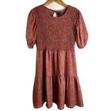 Wild Fable Puff Short Sleeve Smocked Bodice Sun Dress Size Small Boho