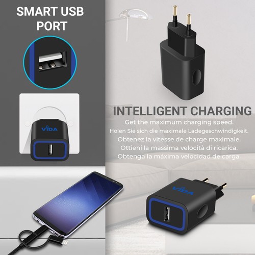 Super Rapide Smart USB Adaptateur Chargeur Secteur Mural Européenne 12W + Câble - Photo 6/8
