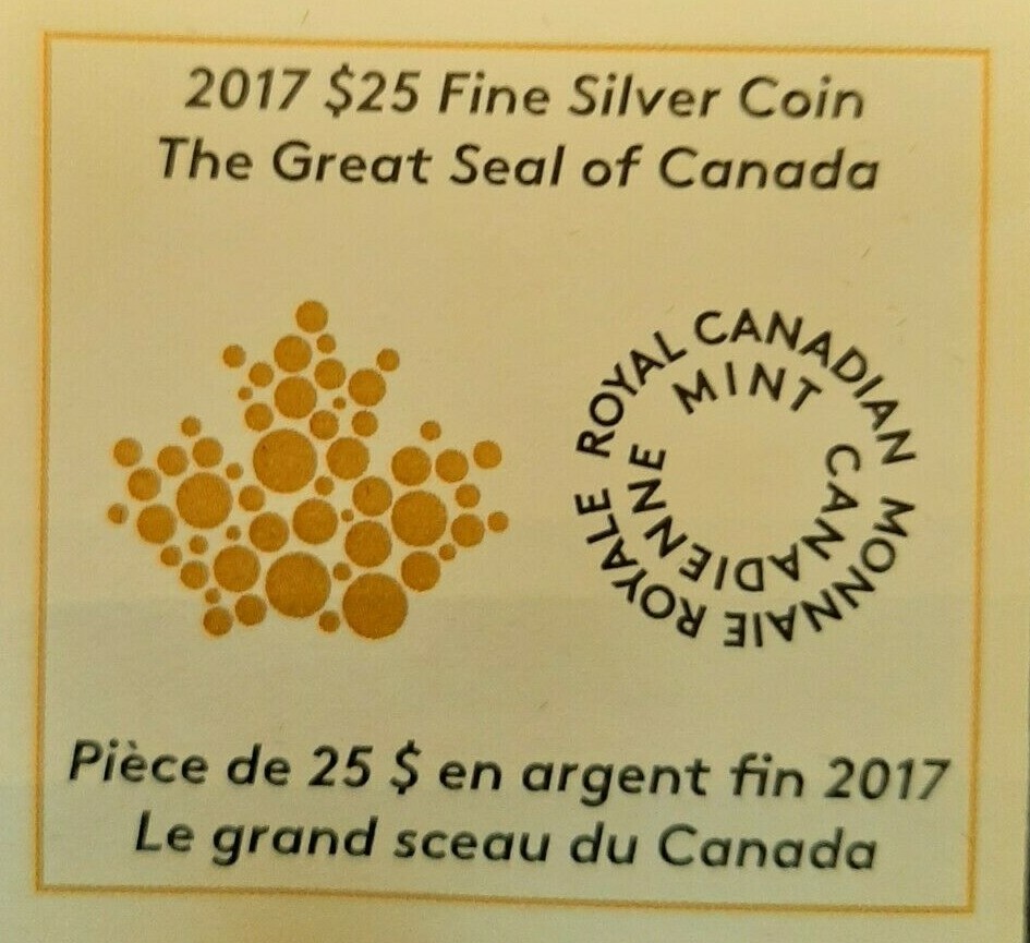 2017 Great Seal of Canada $25 銀貨 PF70UC 2017 $25 Great Seal of Canada - Pure Silver Coin