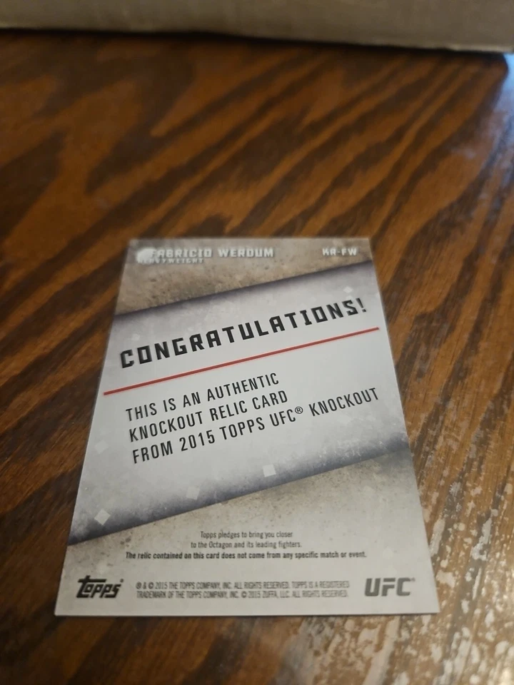 2015 Topps UFC Knockout Relic Insert Card #098/188 Fabricio Werdum #KR-FW - Image 4 of 4