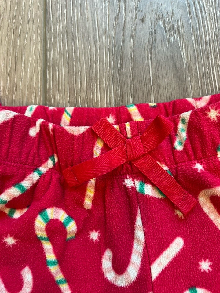 Pantalones de pijama antiguos azul marino para niñas Navidad micro polar bastones de caramelo rojos talla S (6-7) Foto 3 de 4