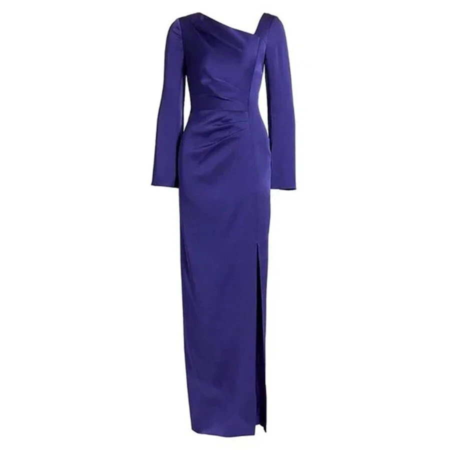 $860 TERI JON 20 18 Elegante VESTIDO DE NOCHE AZUL MANGA LARGA CREPÉ COLUMNA 2XL Foto 4 de 4