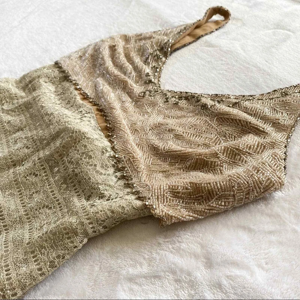 Vintage 1990’s Badgley Mischka Beaded Lace Maxi Formal Gown - Image 3 of 4