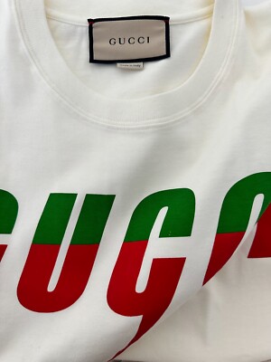 Gucci Blade Print Ivory Cotton T-Shirt – Size XS – Stylish Logo 