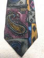 KRIZIAUOMO MENS TIE PURPLE GOLD BLUE GRAY 4 X 60