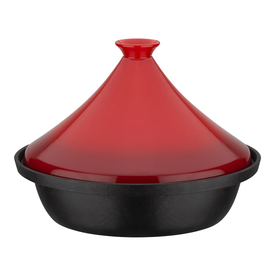 GSW Tajine 30 cm de hierro fundido con tapa de cerámica negro - rojo