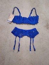 Intimate Attitudes NWT Blue Vintage Lingerie Set Size 1/2