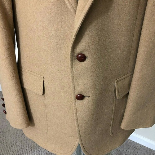 Vintage Men's 40 Regular 100% Camel Hair Beige Hannys Two Button Blazer Jacket - Picture 4 of 9