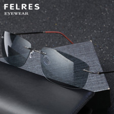 Rimless Metal Frame Polarized Fashion Sunglasses Men Lightweight Retro Eyewear
