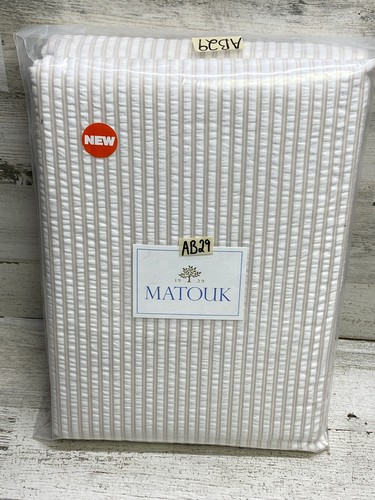 Matouk Matteo King Bettbezug Natur Seersucker Streifen 100 % Baumwolle Neu - Bild 2 von 5