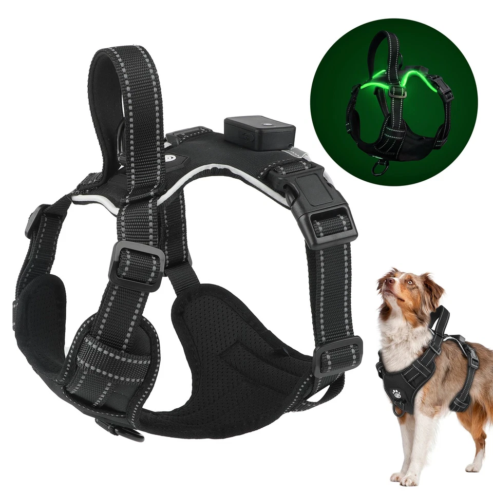 No Pull Light Up LED Dog Harness with Reflective Strips, Padded Breathable Mesh - Image 4 of 4