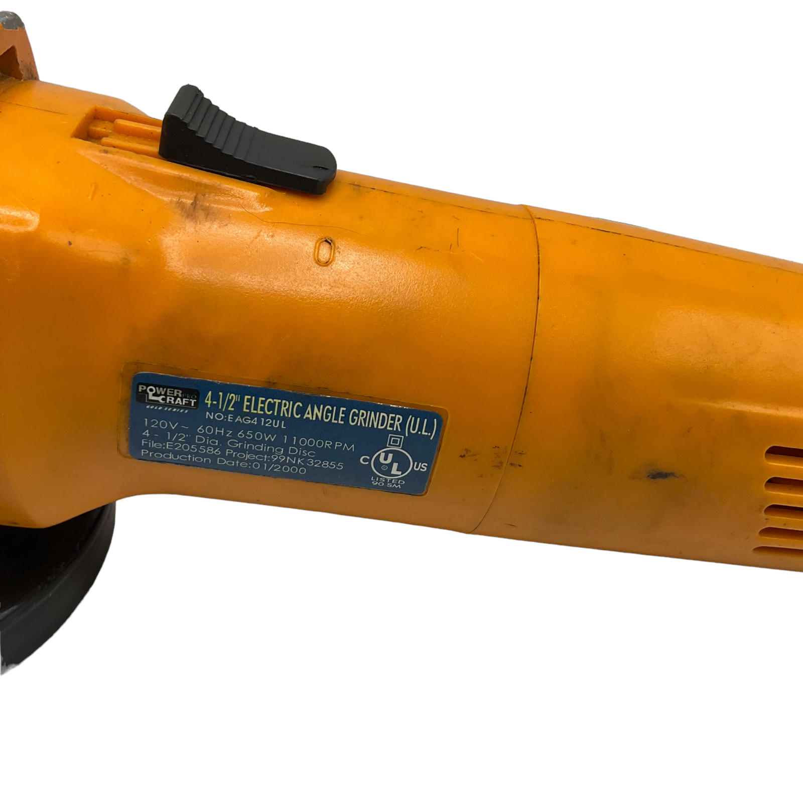 PowerCraft 4.5 Electric Angle Grinder UL No EAG4 12UL Disc 11000RPM