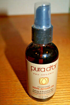 PURA D'OR ORGANIC ARGAN OIL 4 FL OZ 100% PURE COLD PRESSED FOR HAIR UNISEX NEW