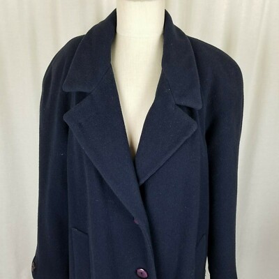 Julia Klein Petites Navy Blue Wool Long Maxi Peacoat Over Coat