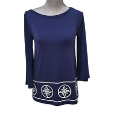 MICHAEL MICHAEL KORS Women's Navy Blue White  Mossaic Jewel Tunic Top NWT XS