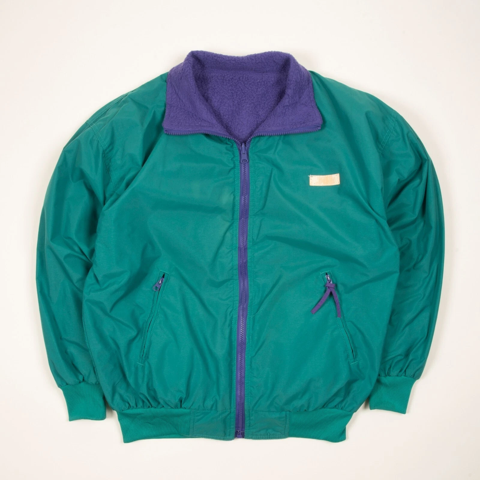 Vintage Reversible Fleece Jacket Windbreaker Warm Up Jacket 3395