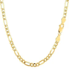 14k Yellow Real Gold Filled Figaro Chain Necklace, 3.2 mm, 30"