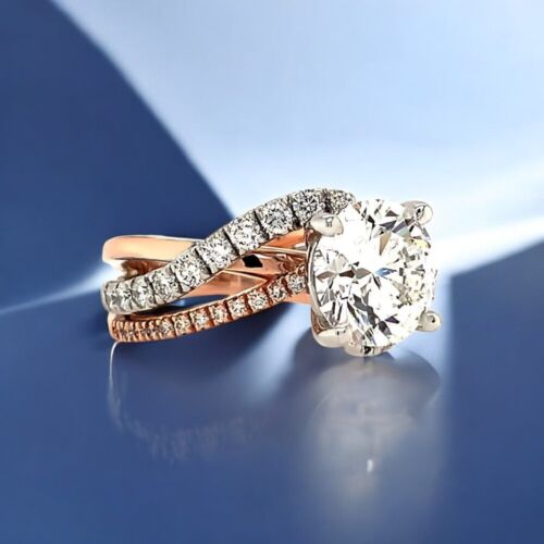 3.00 Ct Round Cut Diamond Engagement Rings 14k Multi Tone Gold IGI Lab Grown - Picture 4 of 12