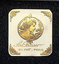 Lon Baiser Ch. Fay Paris etichetta di bellezza francese vintage NOS ottime condizioni dorata