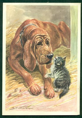 BLOODHOUNDGERMAN ART PRINT 1960 R.S.SCHOLZ BERLINER MORGEN POST