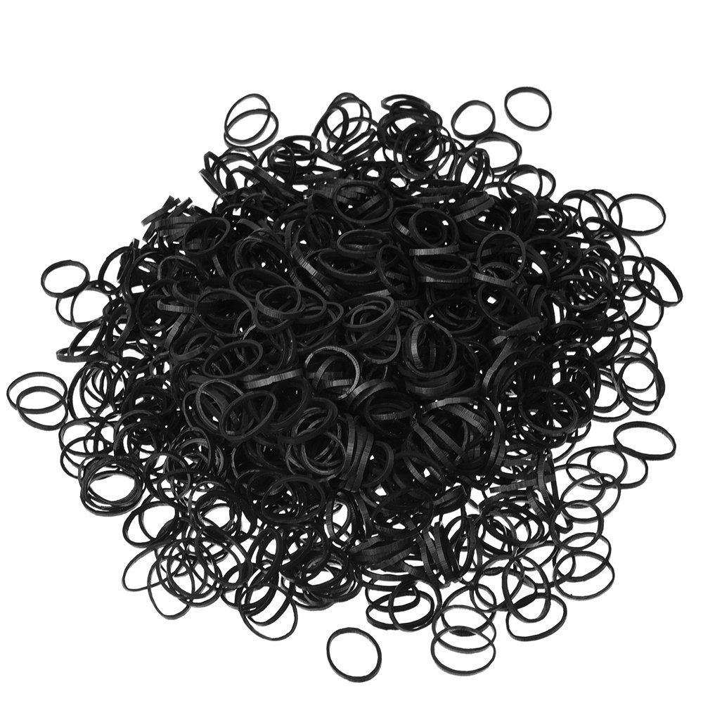 1000 Mini Black Hair Elastics Rubber Bands Braids Braiding Plaits Small