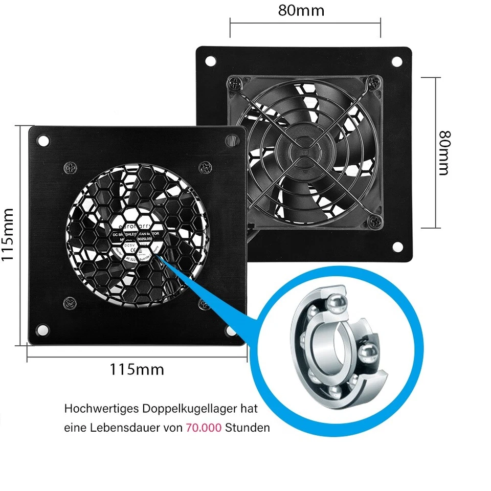 Digitalanzeige temperaturgesteuertes leises Lüftersystem, USB-Lüfter 80mm Lüfter - Bild 3 von 4