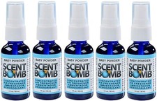 Scent Bomb 100% Oil Based Concentrated Air Freshener Spray, Baby Powder, 5 Pack