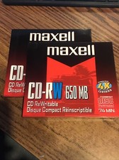 Lot of 2 - Maxell CD-RW 74 min 650MB - New and Sealed