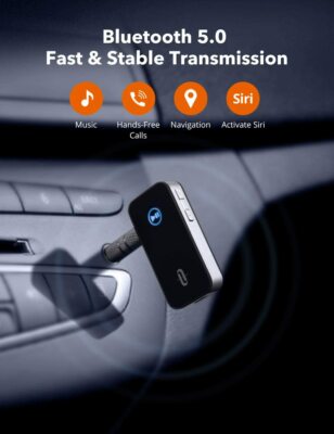 Portable Wireless Audio Adapter TT-BR05 TaoTronics Bluetooth Receiver/Car Kit