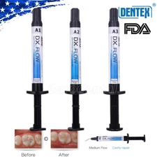 Dentex Dental Flowable Light Cure Composite Resin A1 A2 A3 Medium Flow Syringes 