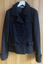 Beautiful Black Lana Wool 2006 Balenciaga Pea Coat, Size 36,immaculate Condition