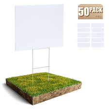 Blank Yard Signs 50-Pack - White - 18" x 24" - With 24" x 9" Double H Stakes