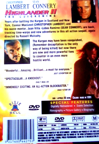 Highlander 2 II : The Quickening : NEW DVD : Region All *Rare OOP* - Picture 2 of 2