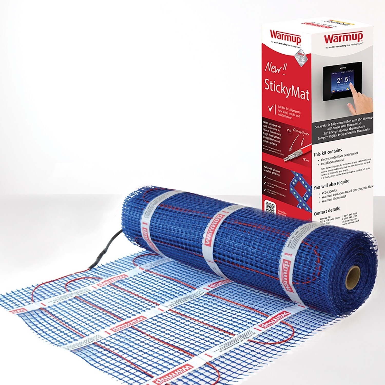 Warmup Electric Underfloor Heating Sticky Mat Kit Red Floor Cable 200W/m2 -  6m2 | eBay
