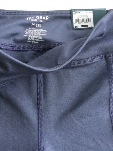 New Girls Tek Gear Soft Tek Slate Blue High Rise, Side Pocket Bike Shorts Size M - Picture 2 of 5
