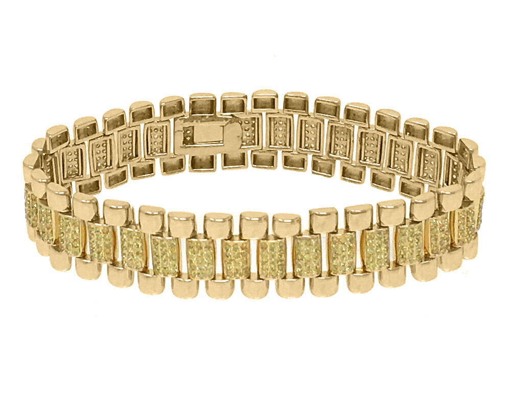 アクセサリー o Gallinari yellow stone bracelet Men's Ladies 10k Yellow Gold Tone Canary A++ Cz's