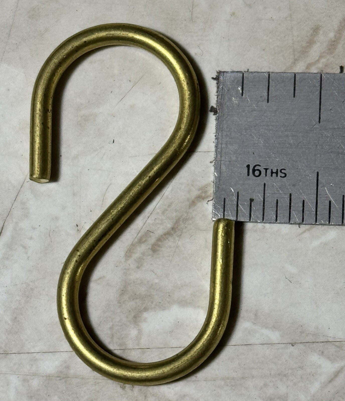 Box of 100 Solid Brass S Hooks 1-3/4” 1.75” Light Open Style BNIB