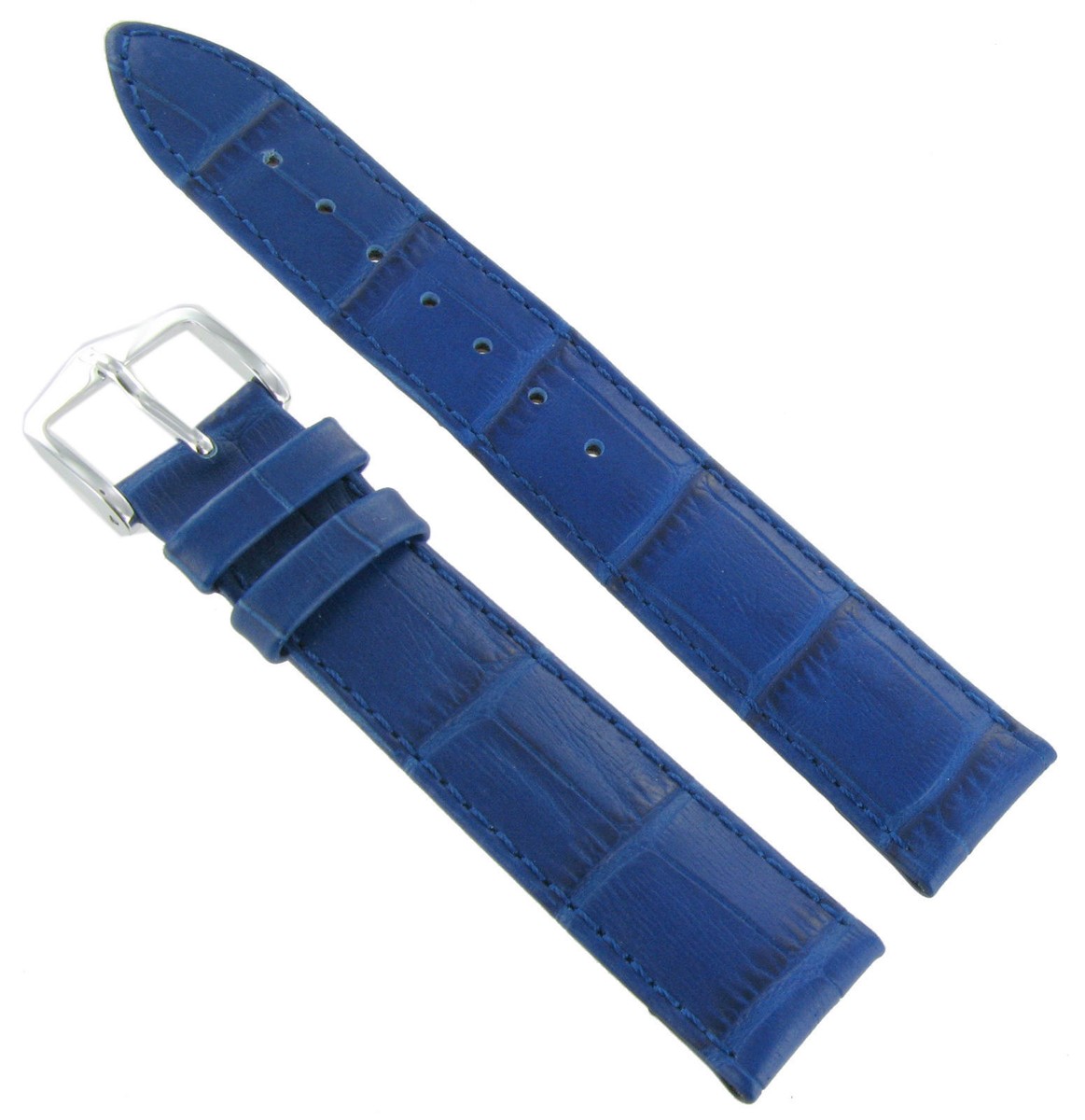 18mm Hirsch Duke Alligator Grain Genuine Leather Matte Royal Blue