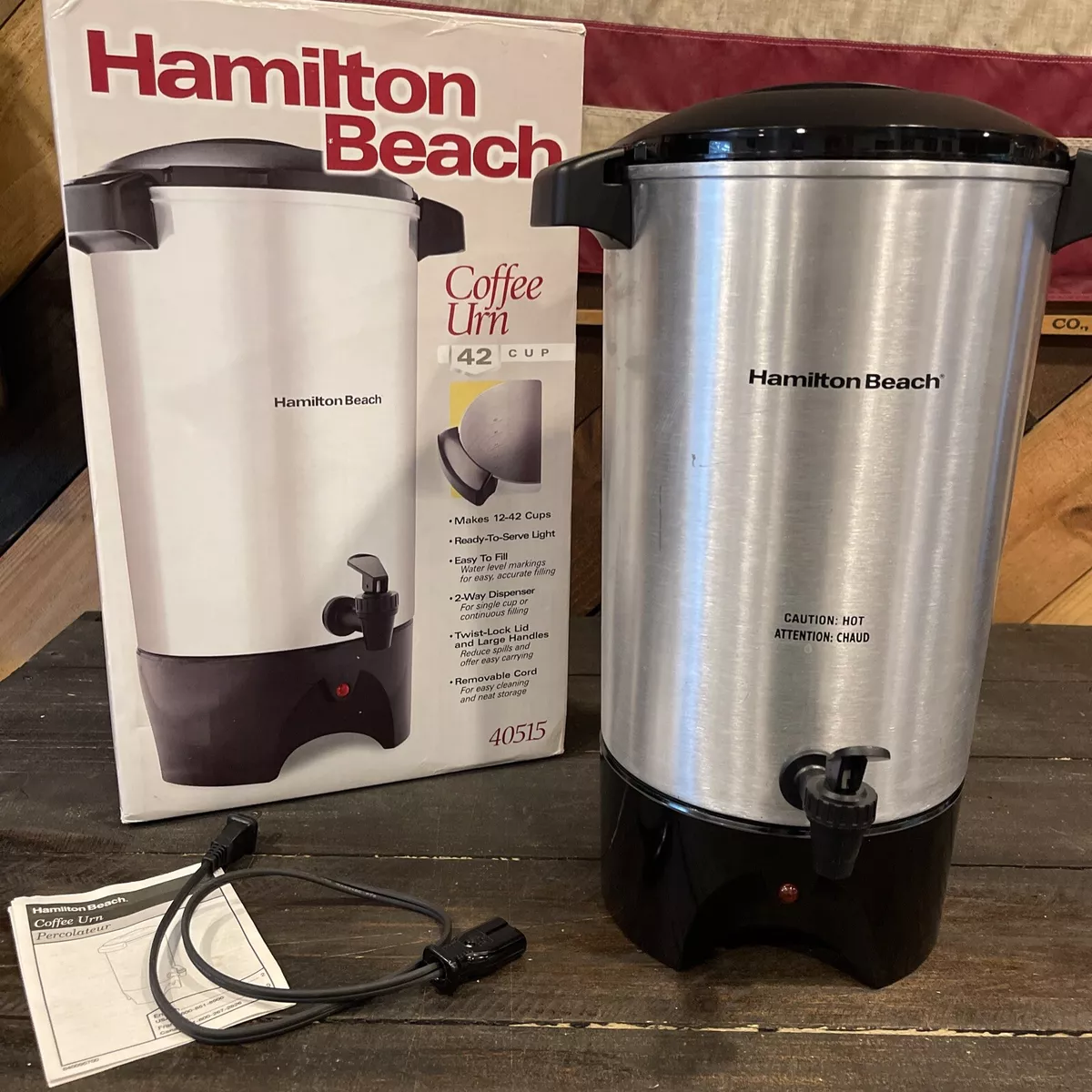 Hamilton Beach 45 Cup Coffee Urn and Hot Beverage Dispenser, Silver