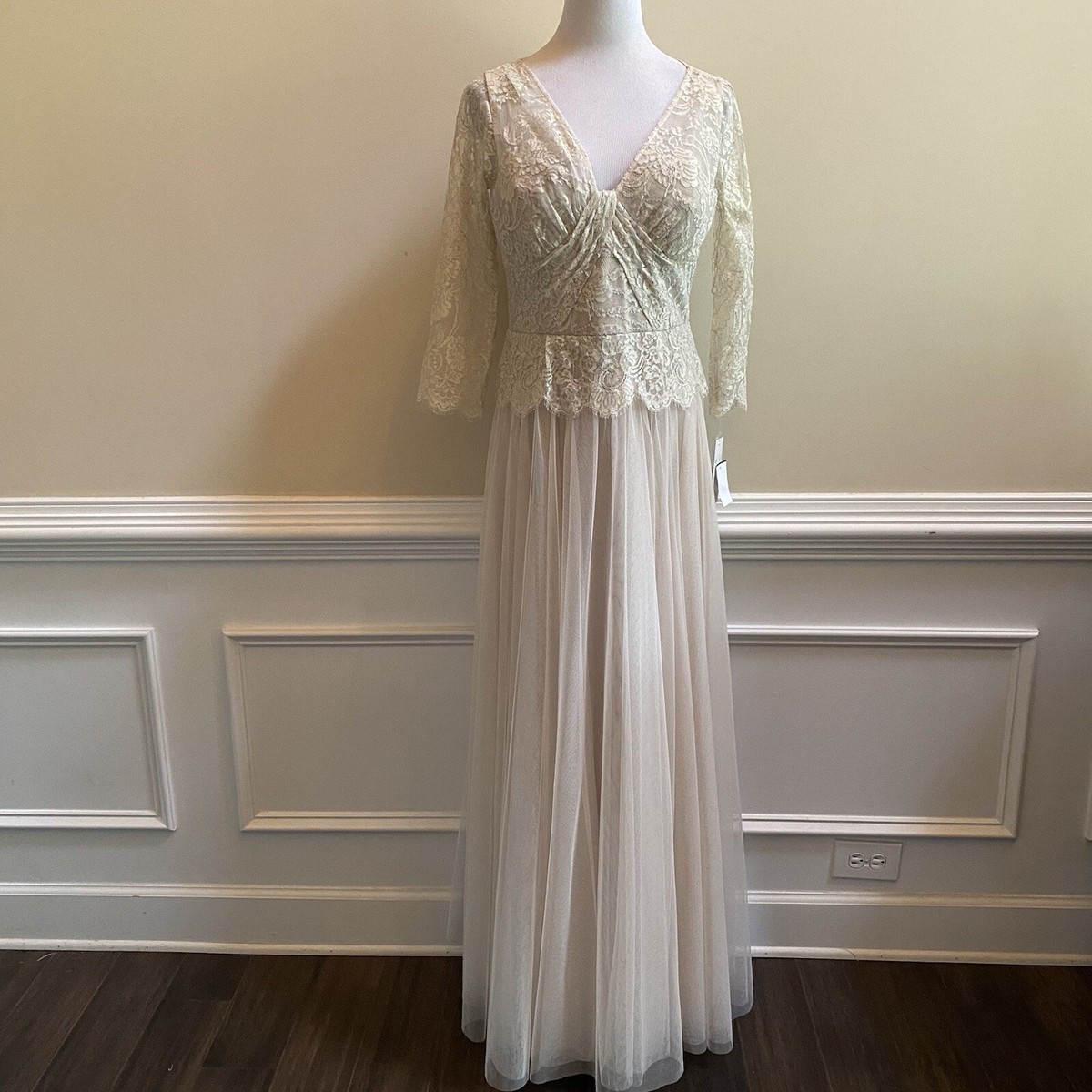Teri Jon by Rickie Freeman Champagne Beige Mother Of The Bride Dress Size  12 | eBay
