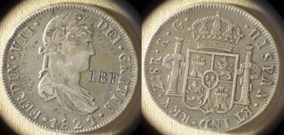 Mexico : Zacatecas 1821Zs 8 Reales Gunter Stamped I.B.F. VF-XF