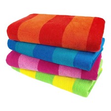 4 Pack Kaufman 100 Cotton Velour Striped Beach  Pool Towel 30" x 60" 104840 