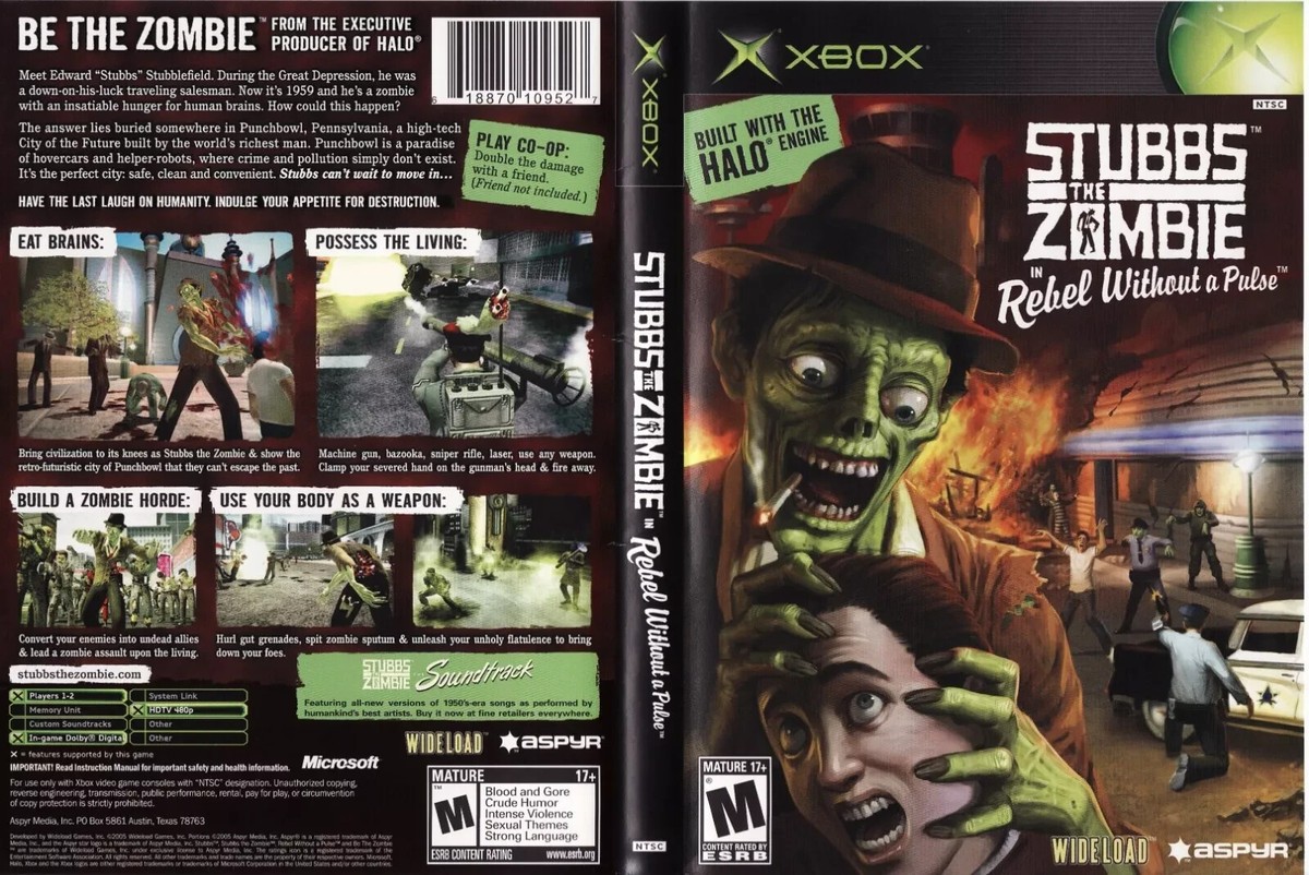 Stubbs The Zombie Xbox Case Box + Cover Art Work Only (No Game