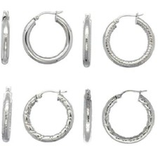 Stainless Steel 1-1/8 inch 28 mm Round 4 mm Tube Hoop Earrings