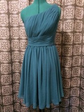 Mori Lee by Madeline Gardner Women's Teal One Shoulder Bridesmaids Dress Size 10