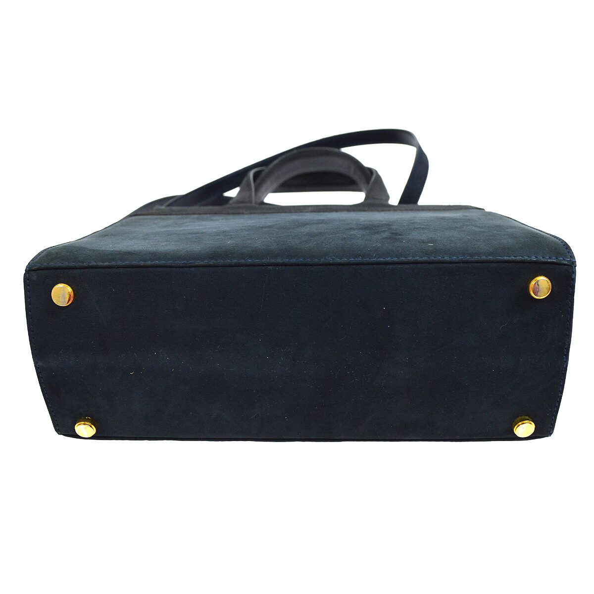 Salvatore Ferragamo Vara Bow 2way Hand Bag Purse Navy Nubuck BA214178 00272