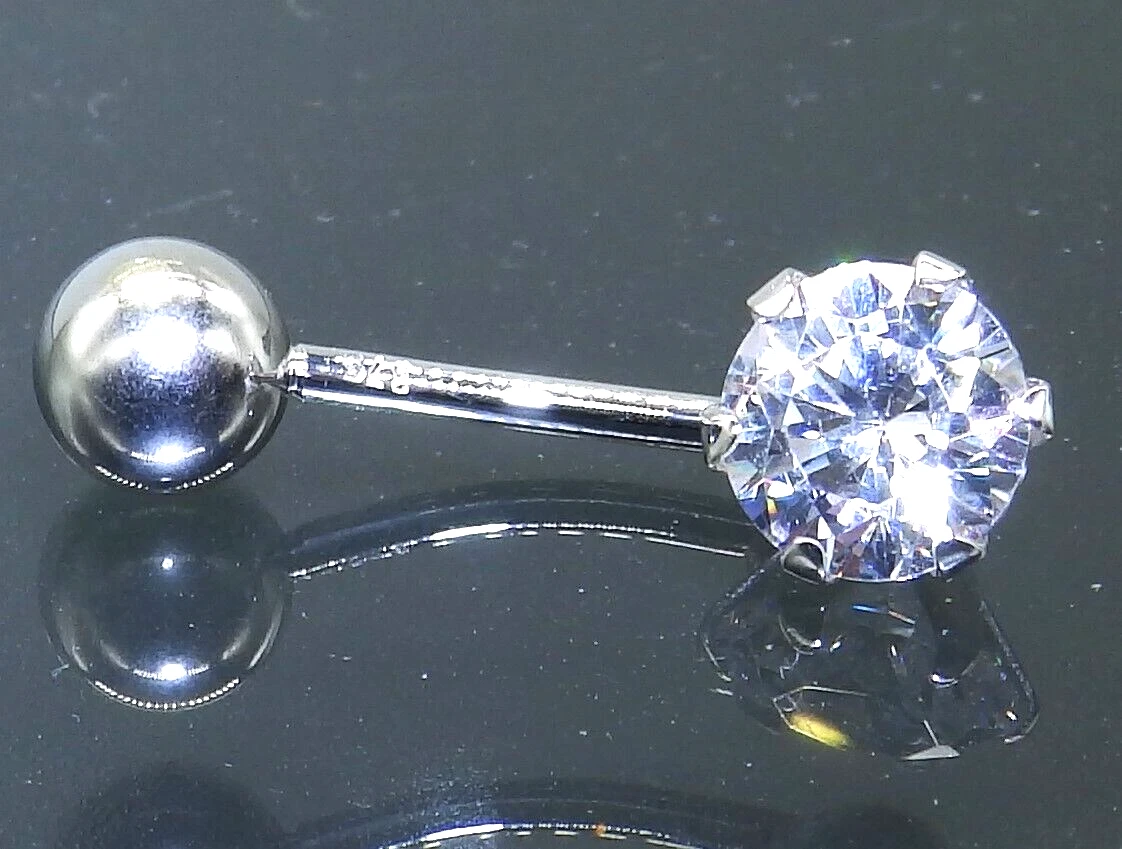 9ct white gold belly on sale bar