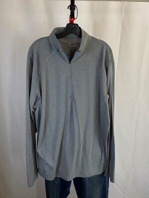 Travis Matthew Gray Long Sleeve Zippered Sweater Shirt XL Length 33 