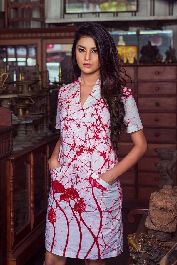 100 Ceylon Voile Batik Dress Handcrafted Designed Short Frock New