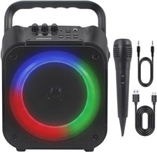 Magnavox MHT778 Portable Karaoke System w/Lights, Bluetooth, 12W Output, USB/Mic